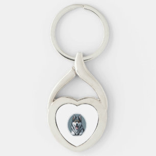 happy Alaskan Malamute Puppy  Key Ring