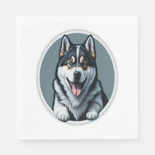 happy Alaskan Malamute Puppy Napkin