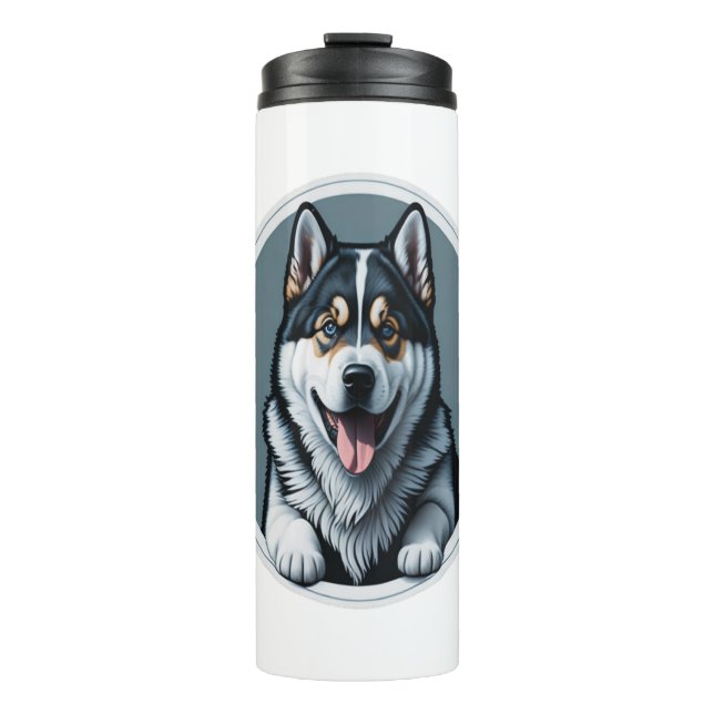 happy Alaskan Malamute Puppy  Thermal Tumbler (Front)