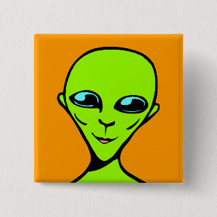 Happy Alien/ET 15 Cm Square Badge