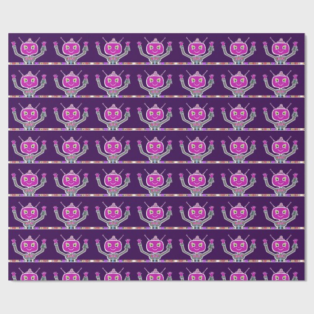 Happy Alien Robot Wrapping Paper (Flat)
