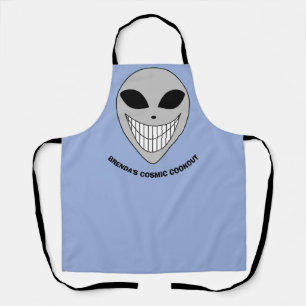 Happy Alien Smile Cosmic Science Fiction Your Name Apron