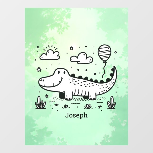 Happy Alligator with Balloon - Cute Nursery Art (Sheet)