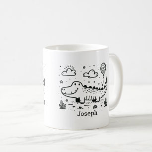 Happy Alligator with Balloon - Cute Nursery Art Coffee Mug