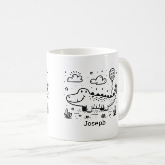 Happy Alligator with Balloon - Cute Nursery Art Coffee Mug