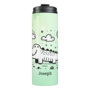 Happy Alligator with Balloon - Cute Nursery Art Thermal Tumbler