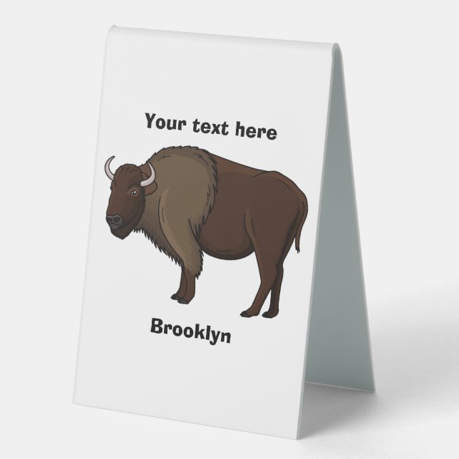 Happy American bison buffalo illustration (Front)