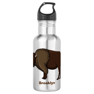 Happy American bison buffalo illustration 532 Ml Water Bottle