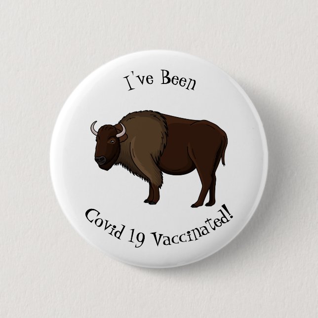 Happy American bison buffalo illustration 6 Cm Round Badge (Front)