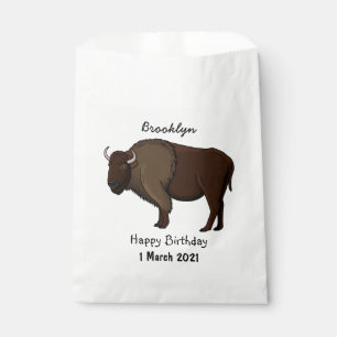 Happy American bison buffalo illustration Favour Bag