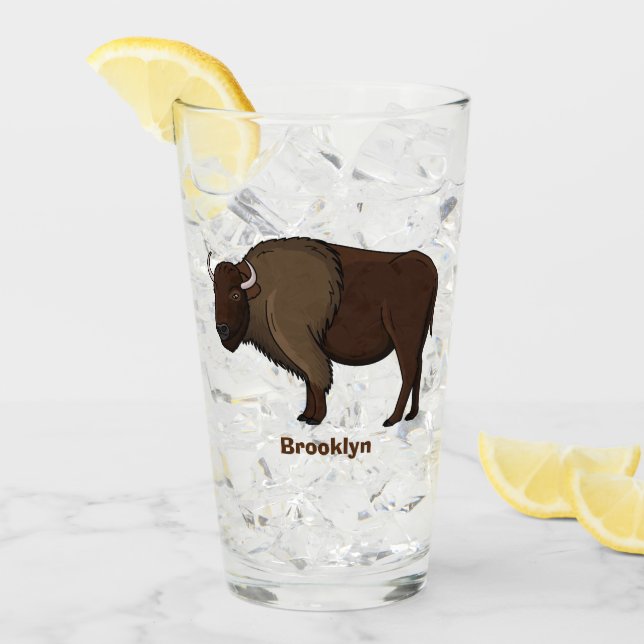 Happy American bison buffalo illustration  Glass (Front Ice)