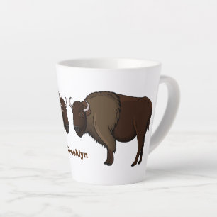Happy American bison buffalo illustration  Latte Mug