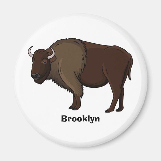 Happy American bison buffalo illustration Magnet (Front)