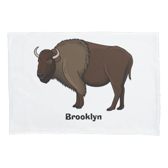 Happy American bison buffalo illustration  Pillowcase (Front)