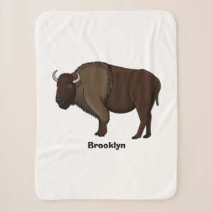 Happy American bison buffalo illustration Sherpa Blanket