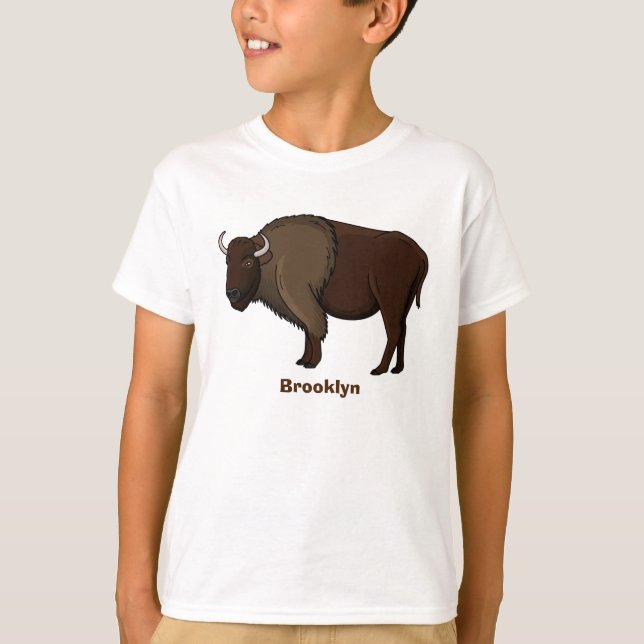 Happy American bison buffalo illustration T-Shirt (Front)