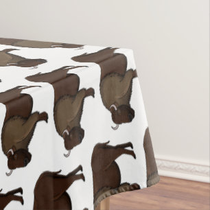Happy American bison buffalo illustration Tablecloth