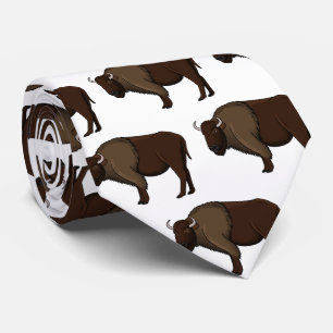 Happy American bison buffalo illustration Tie