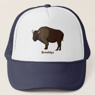 Happy American bison buffalo illustration Trucker Hat