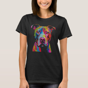 Happy American Pit Bull Terrier Dog Pop Art Design T-Shirt