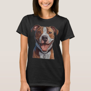Happy American Pit Bull Terrier Puppy Illustration T-Shirt