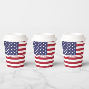 Happy! American USA Flag 4th of July Personalise Paper Cups