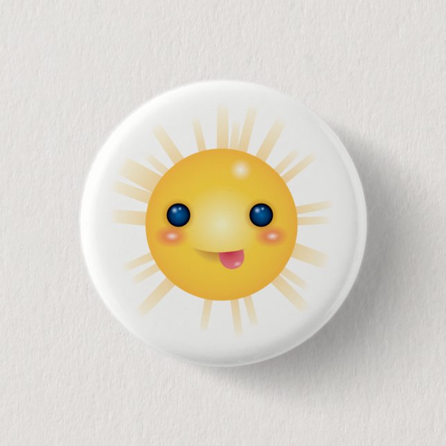 Happy and Cartoon Sun Face 3 Cm Round Badge (Front)