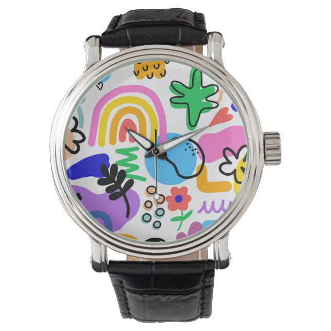 Happy and colorful abstract designs watch (Front)