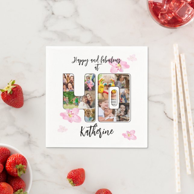 Happy and Fabulous 40th Birthday Multi Photo Napkin (Insitu)