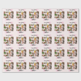 Happy and Fabulous 50th Birthday Multi Photo Wrapping Paper