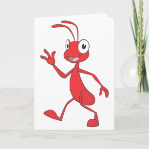 Happy and Friendly Ant Walking Card