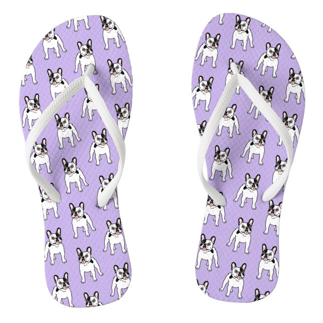 Happy and Fun Single Hooded Pied Frenchie Thongs (Footbed)