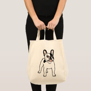Happy and Fun Single Hooded Pied Frenchie Tote Bag