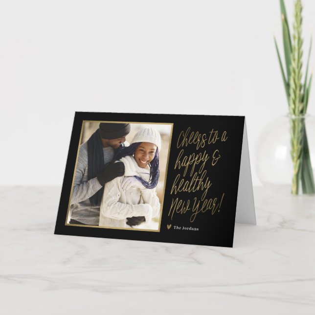 Happy and Healthy New Year Folded Photo Card (Front)