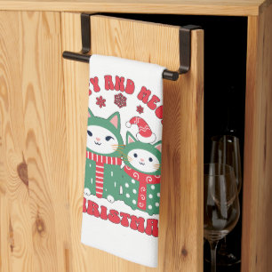Happy and Meowy Christmas Cats Tea Towel