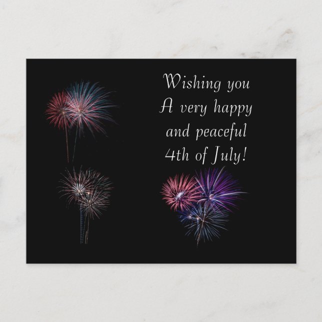 Happy and Peaceful 4th of July Postcard (Front)