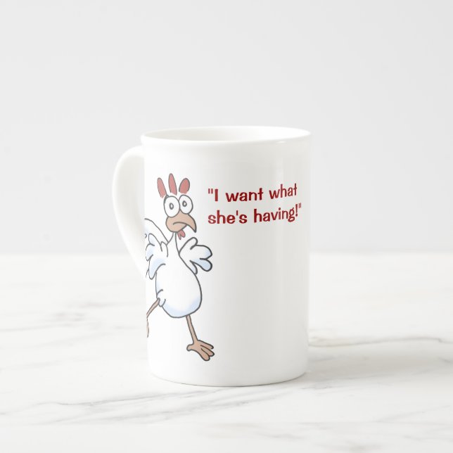 Happy and sad chicken. bone china mug (Front Left)