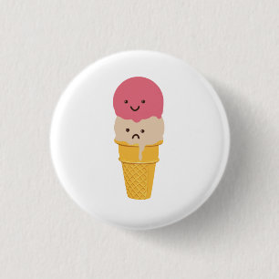 Happy and Sad Ice Cream Cone 3 Cm Round Badge