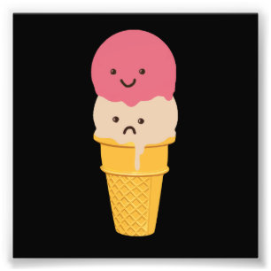 Happy and Sad Ice Cream Cone Photo Print