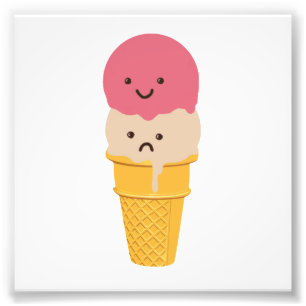 Happy and Sad Ice Cream Cone Photo Print