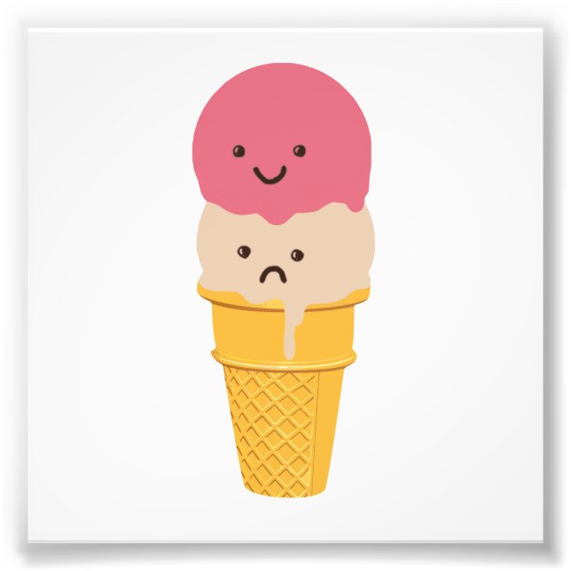 Happy and Sad Ice Cream Cone Photo Print (Front)