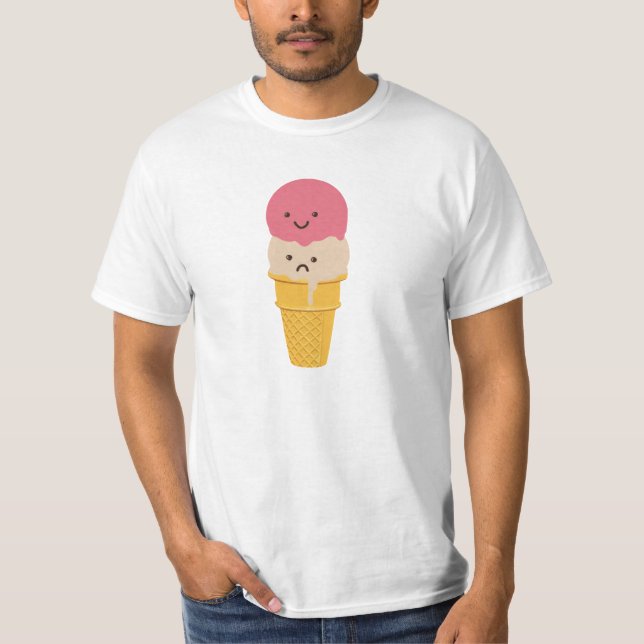 Happy and Sad Ice Cream Cone T-Shirt (Front)
