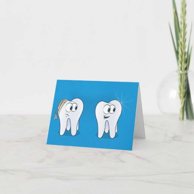 Happy And Sad Teeth Thank You Card (Front)