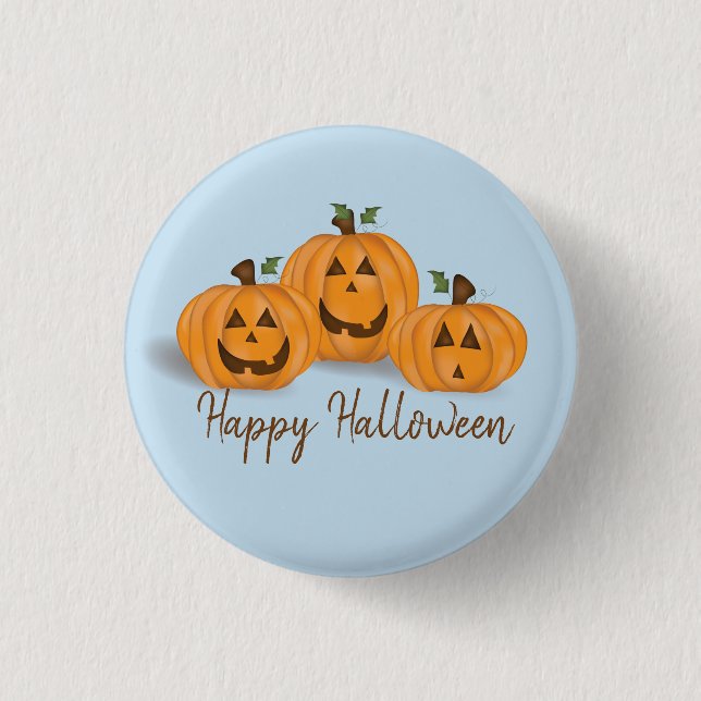 Happy and Smiling Jack O Lanterns  3 Cm Round Badge (Front)