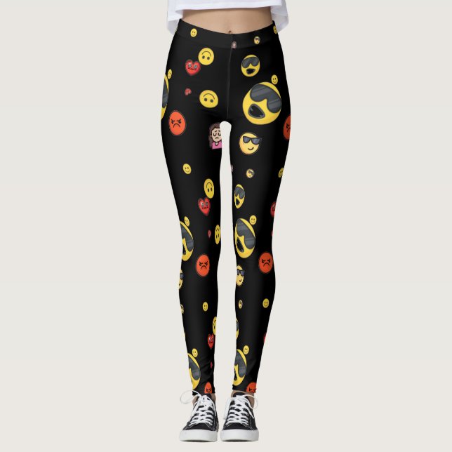 Happy, angry, love, girl emojis leggings (Front)
