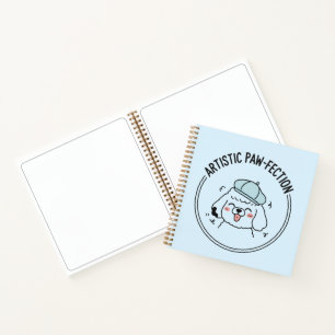 Happy Animal Doodle Poodle Light Blue Gold Sketch Notebook