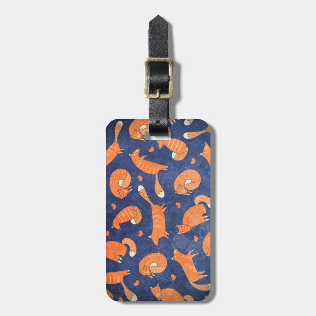 Happy animal fox pattern luggage tag (Front Vertical)