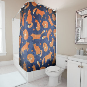 Happy animal fox pattern shower curtain