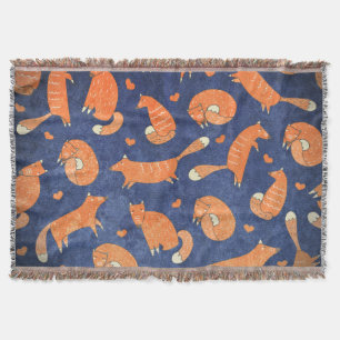 Happy animal fox pattern throw blanket