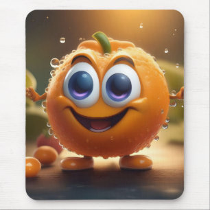 Happy Animated 3d Orange, Mouse Pad